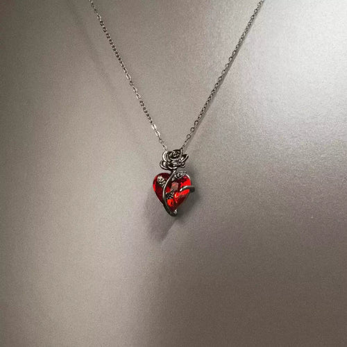 Vintage Black Gun Rose Necklace