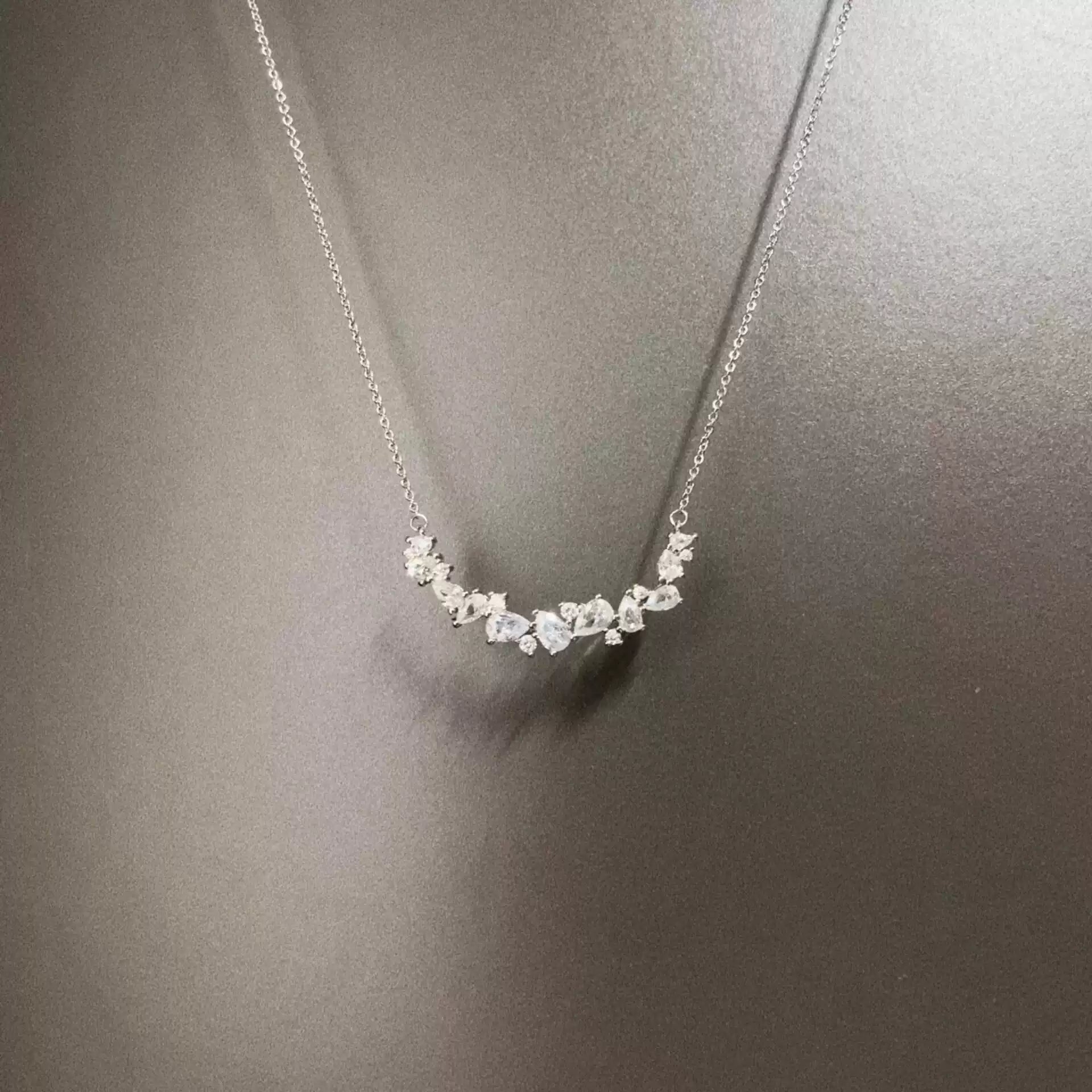 Vintage Zircon wisteria flower necklace