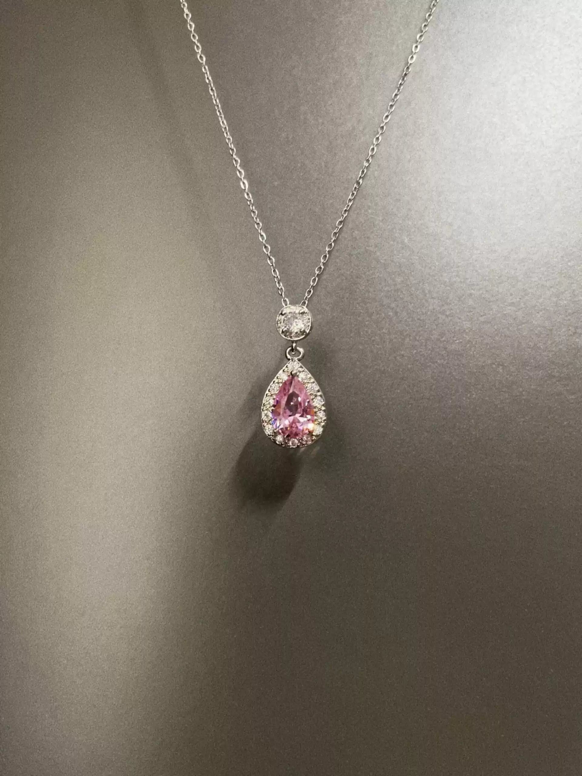 Vintage Pink Diamond Flowers Necklace